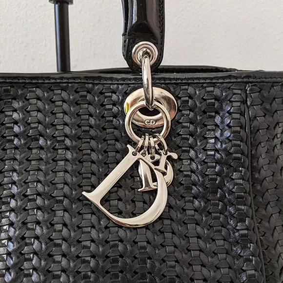 Christian Dior Black Woven Leather Medium Soft Lady Dior Tote Bag - Picture 4 of 16